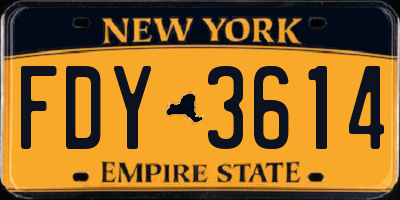 NY license plate FDY3614