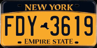 NY license plate FDY3619
