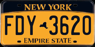 NY license plate FDY3620