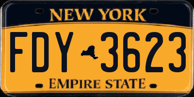NY license plate FDY3623