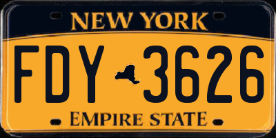 NY license plate FDY3626