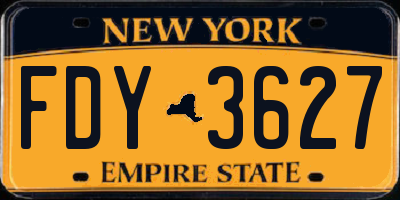 NY license plate FDY3627