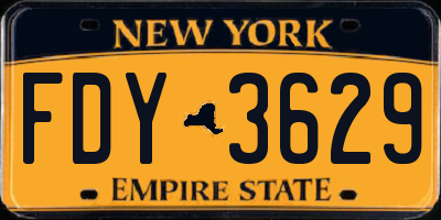 NY license plate FDY3629