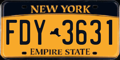 NY license plate FDY3631