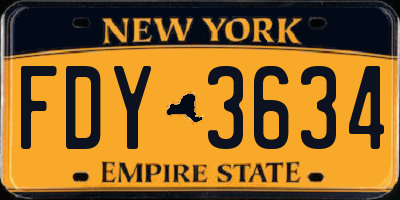 NY license plate FDY3634