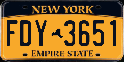 NY license plate FDY3651