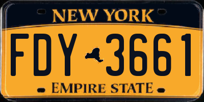NY license plate FDY3661