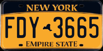 NY license plate FDY3665