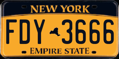 NY license plate FDY3666