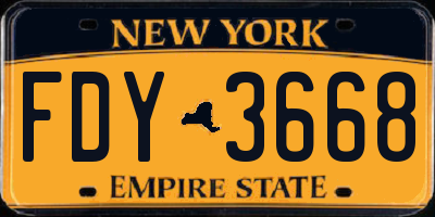 NY license plate FDY3668