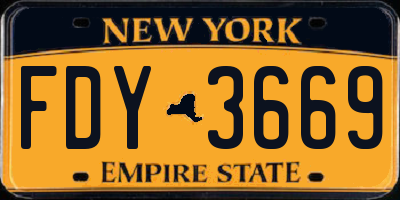 NY license plate FDY3669