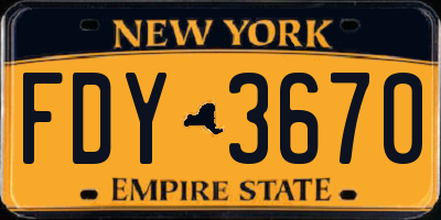 NY license plate FDY3670