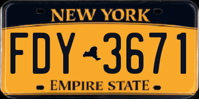 NY license plate FDY3671