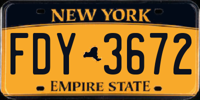 NY license plate FDY3672