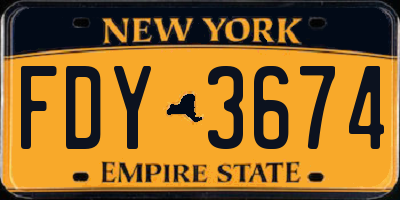 NY license plate FDY3674