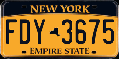 NY license plate FDY3675