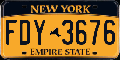 NY license plate FDY3676