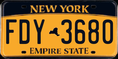 NY license plate FDY3680