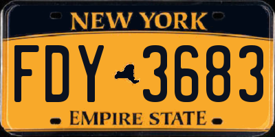 NY license plate FDY3683