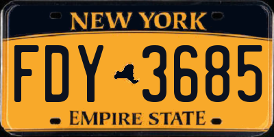 NY license plate FDY3685