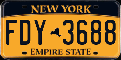 NY license plate FDY3688