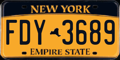 NY license plate FDY3689
