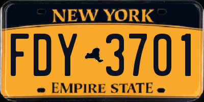 NY license plate FDY3701