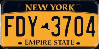 NY license plate FDY3704