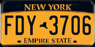 NY license plate FDY3706