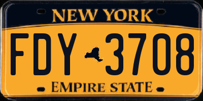 NY license plate FDY3708