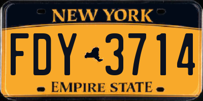 NY license plate FDY3714