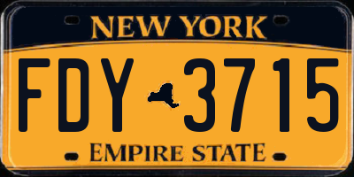 NY license plate FDY3715