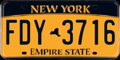 NY license plate FDY3716