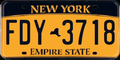 NY license plate FDY3718