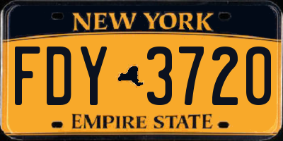 NY license plate FDY3720