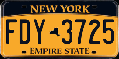 NY license plate FDY3725