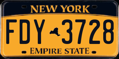 NY license plate FDY3728