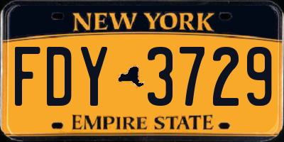 NY license plate FDY3729