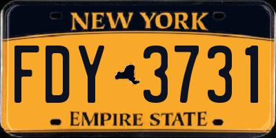 NY license plate FDY3731