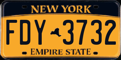 NY license plate FDY3732