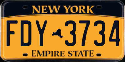 NY license plate FDY3734