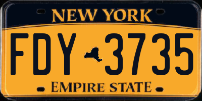 NY license plate FDY3735