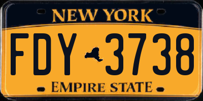 NY license plate FDY3738