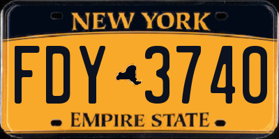 NY license plate FDY3740