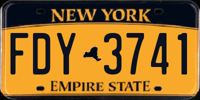 NY license plate FDY3741