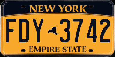 NY license plate FDY3742