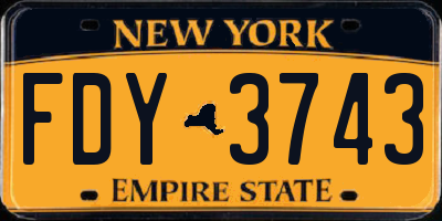 NY license plate FDY3743