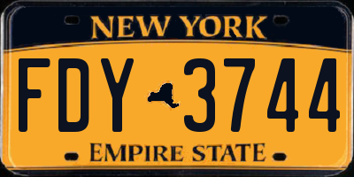 NY license plate FDY3744