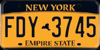 NY license plate FDY3745