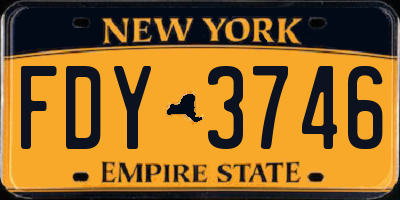 NY license plate FDY3746
